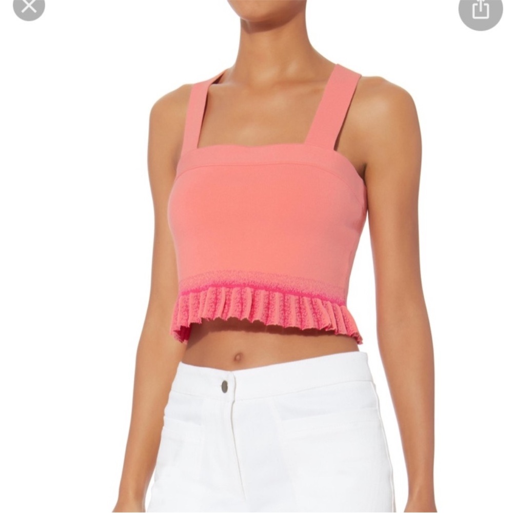 Derek Lam 10 Crosby Pink Ruffle Trim Crop Top  M